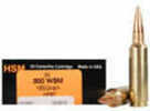 300 Winchester Short Magnum 20 Rounds Ammunition HSM 185 Grain Hollow Point
