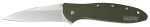 Kershaw Leek Folding Knife/Assisted 14C28N/Satin Plain Clip Point Thumb Stud/Pocket 3" 6061-T6 Anodized Aluminum Bo