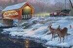 Rivers Edge Products Led Wrapped Canvas Art Boat Rides With Deer 24x16-Inches Md: 1776