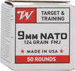 Winchester Nato 9mm Luger 124gr Fmj-rn 50 Round 20bx/cs