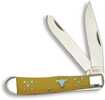 ABKT Cattlemans Cutlery 3.25" Yellow Handle Trapper 2-Blade