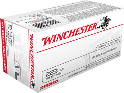 223 <span style="font-weight:bolder; ">Remington</span> 40 Rounds Ammunition Winchester 45 Grain Hollow Point